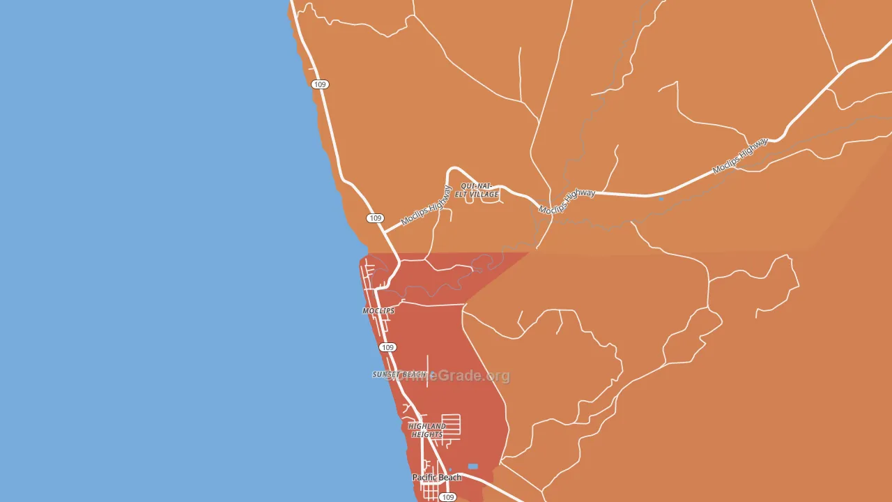 Moclips, WA Map of Burglary Rates