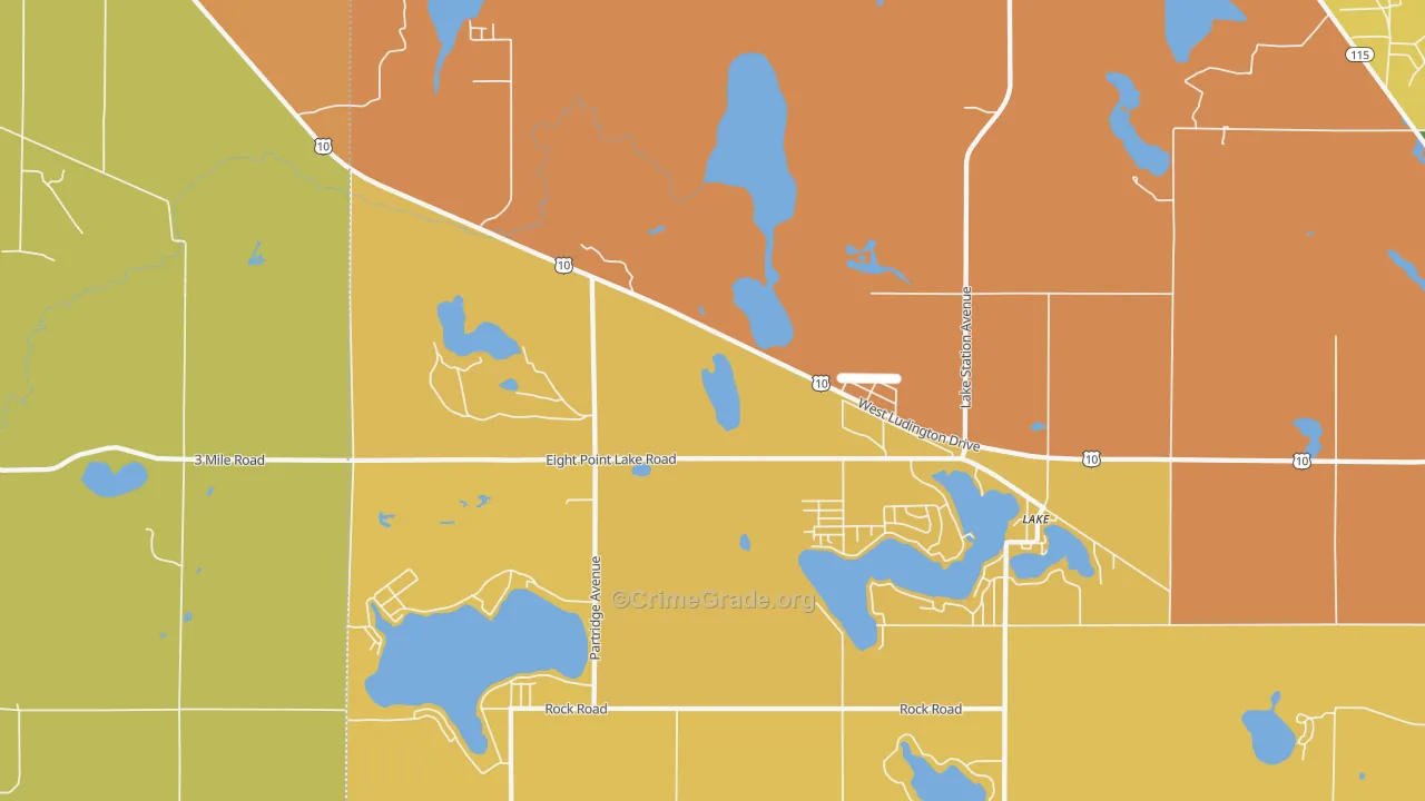 Moddersville, MI Map of Burglary Rates