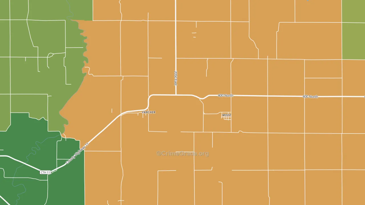 Mode, IL Map of Burglary Rates