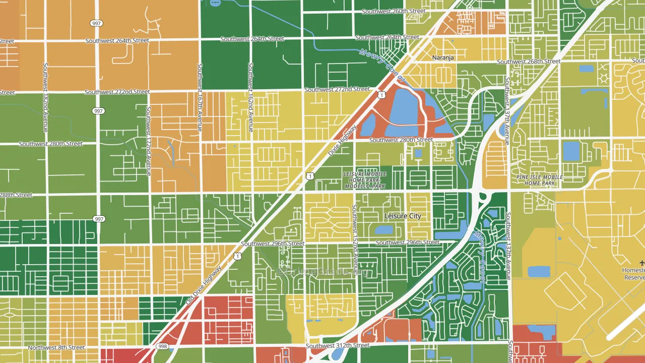 Modello, Leisure City, FL Map of Burglary Rates