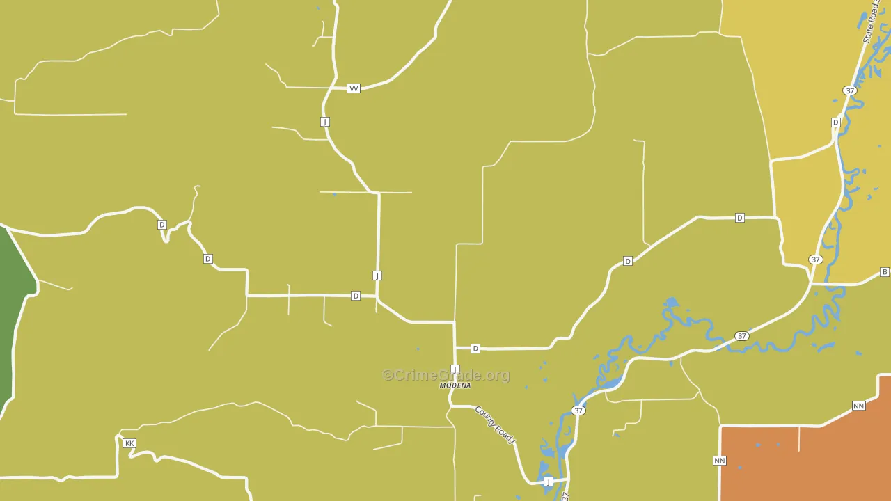 Modena, WI Map of Burglary Rates
