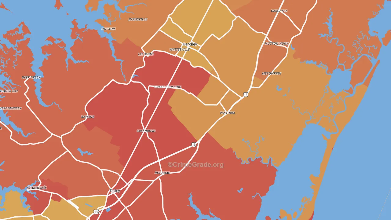 Modest Town, VA Map of Burglary Rates