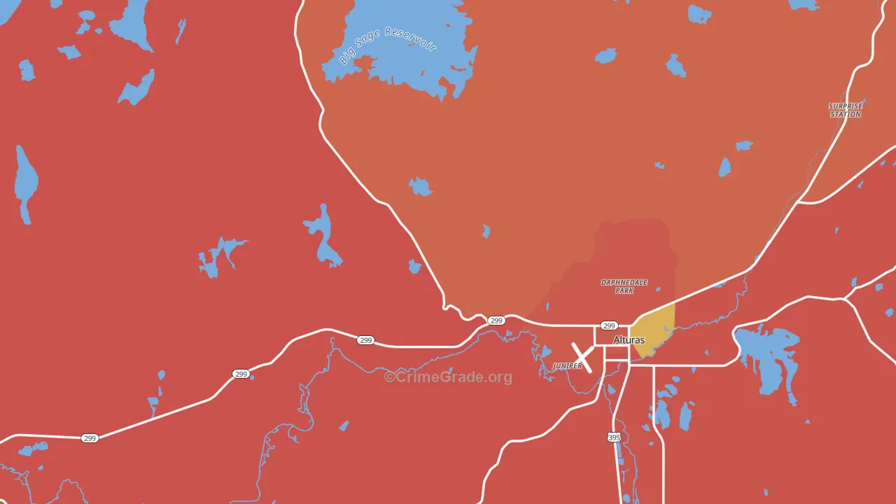 Modoc County, CA Map of Burglary Rates