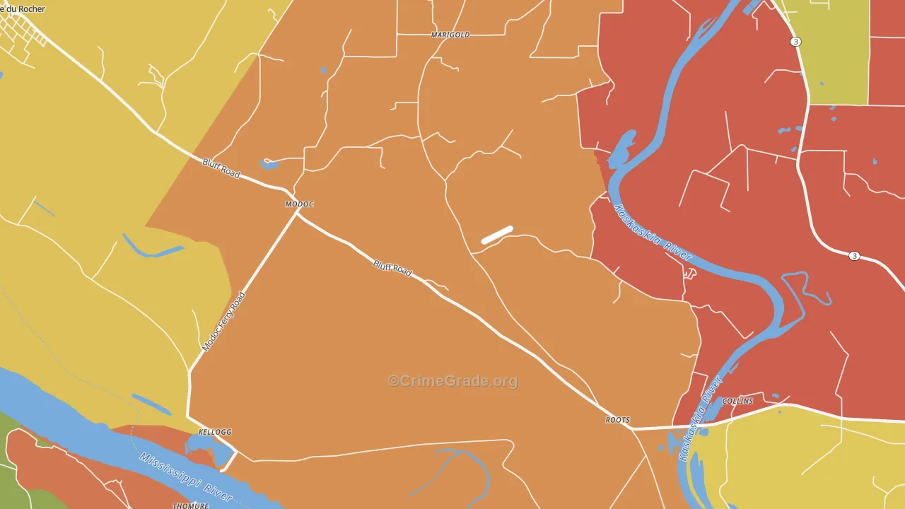 Modoc, IL Map of Burglary Rates