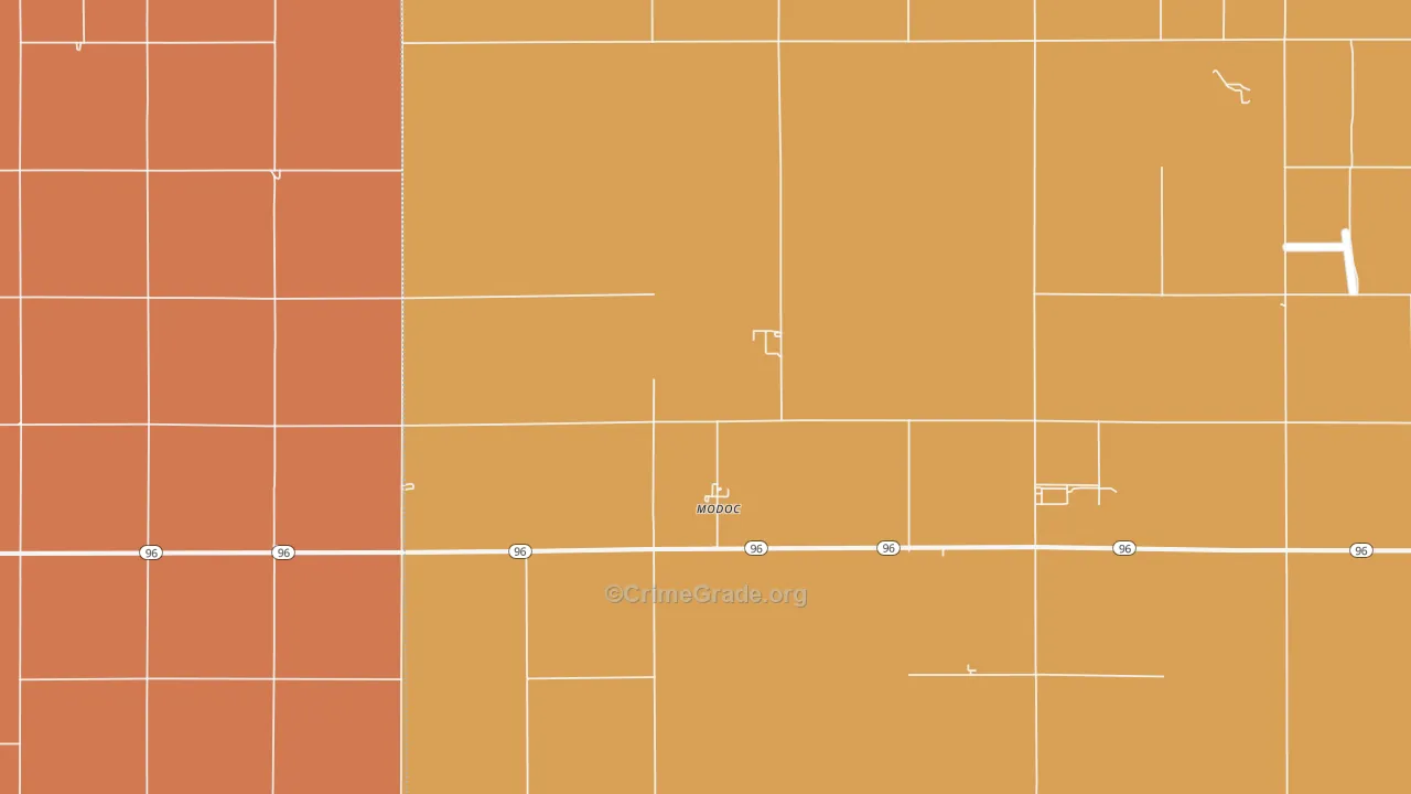 Modoc, KS Map of Burglary Rates