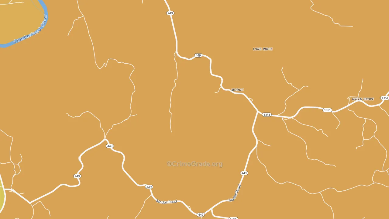Modoc, KY Map of Burglary Rates