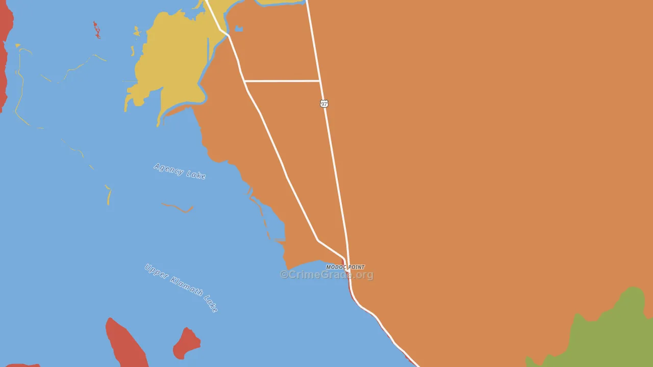 Modoc Point, OR Map of Burglary Rates