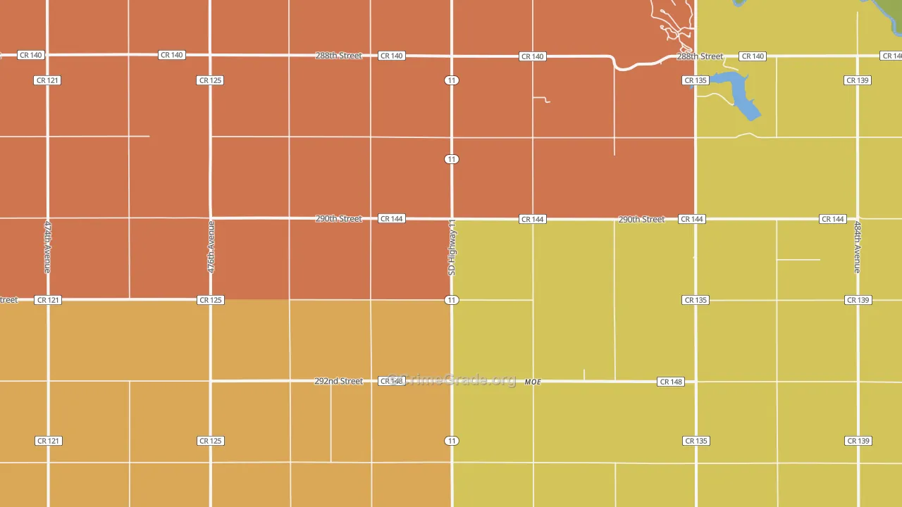 Moe, SD Map of Burglary Rates