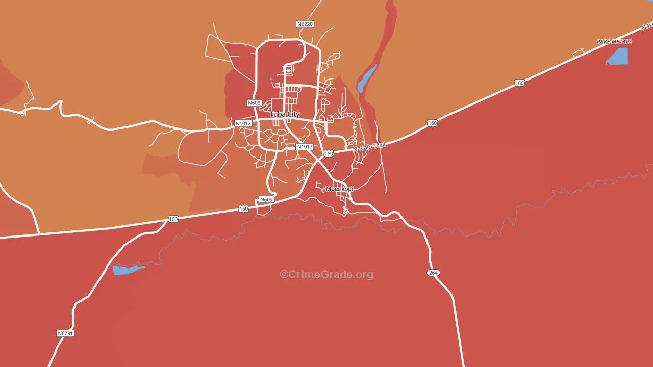 Moenkopi, AZ Map of Burglary Rates