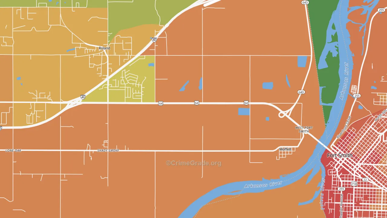 Moffett, OK Map of Burglary Rates