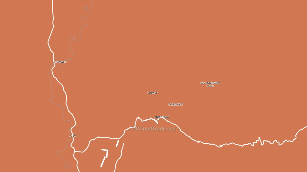 Mogollon, NM Map of Burglary Rates