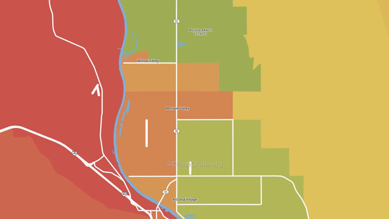 Mohave Valley, AZ Map of Burglary Rates