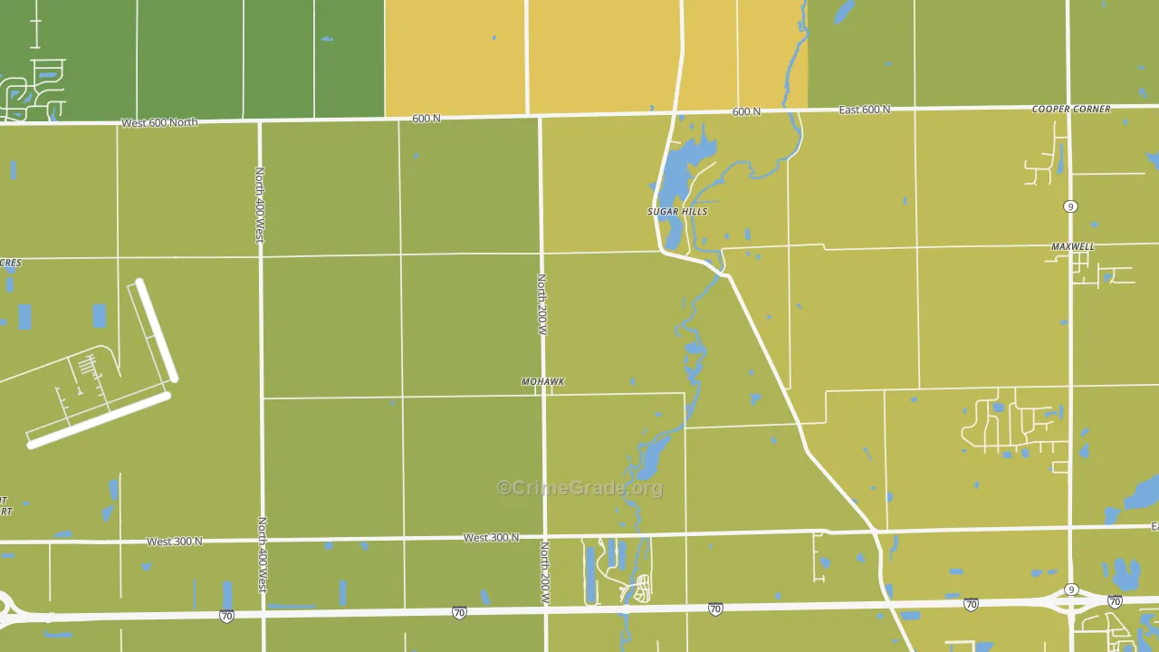 Mohawk, IN Map of Burglary Rates