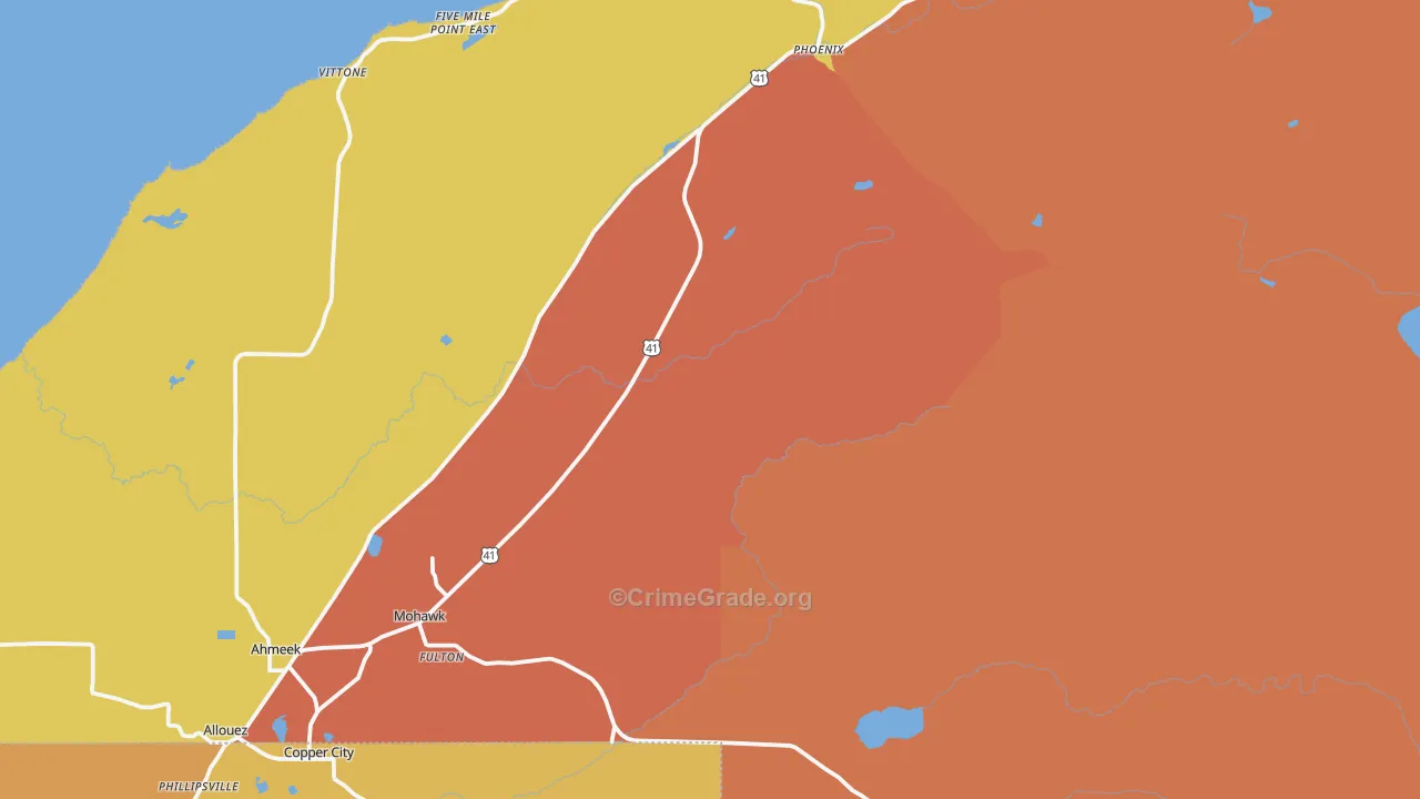 Mohawk, MI Map of Burglary Rates