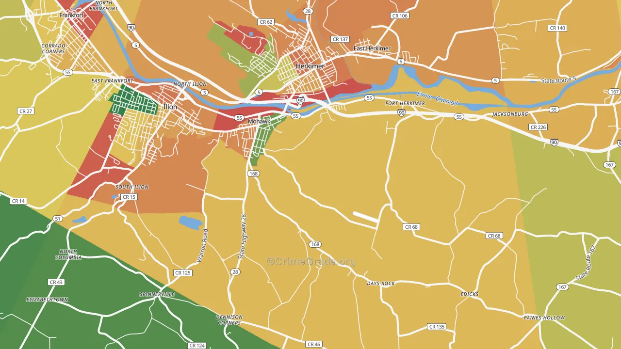 Mohawk, NY Map of Burglary Rates