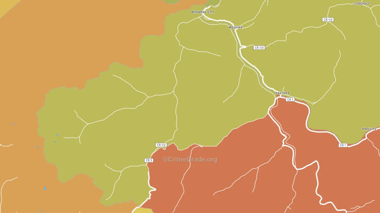 Mohawk, WV Map of Burglary Rates