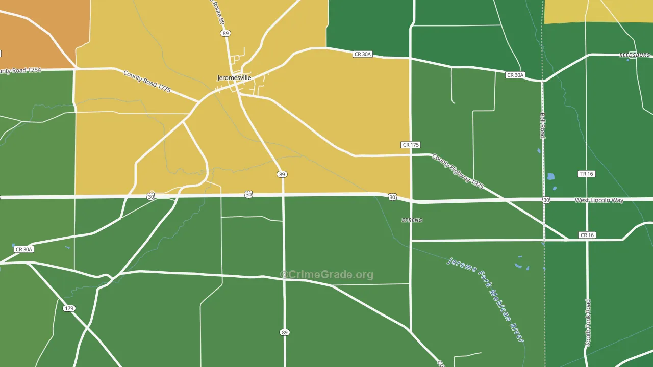 Mohicanville, OH Map of Burglary Rates