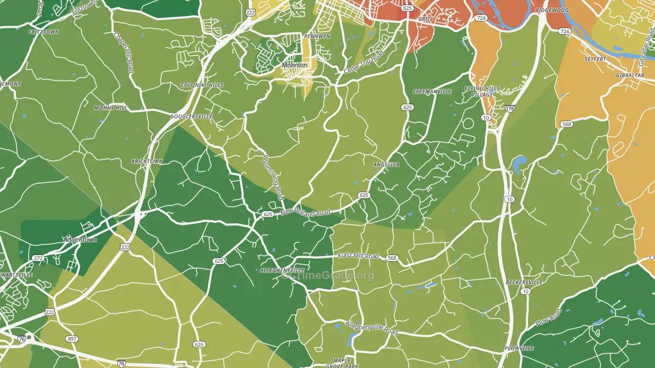 Mohnton, PA Map of Burglary Rates