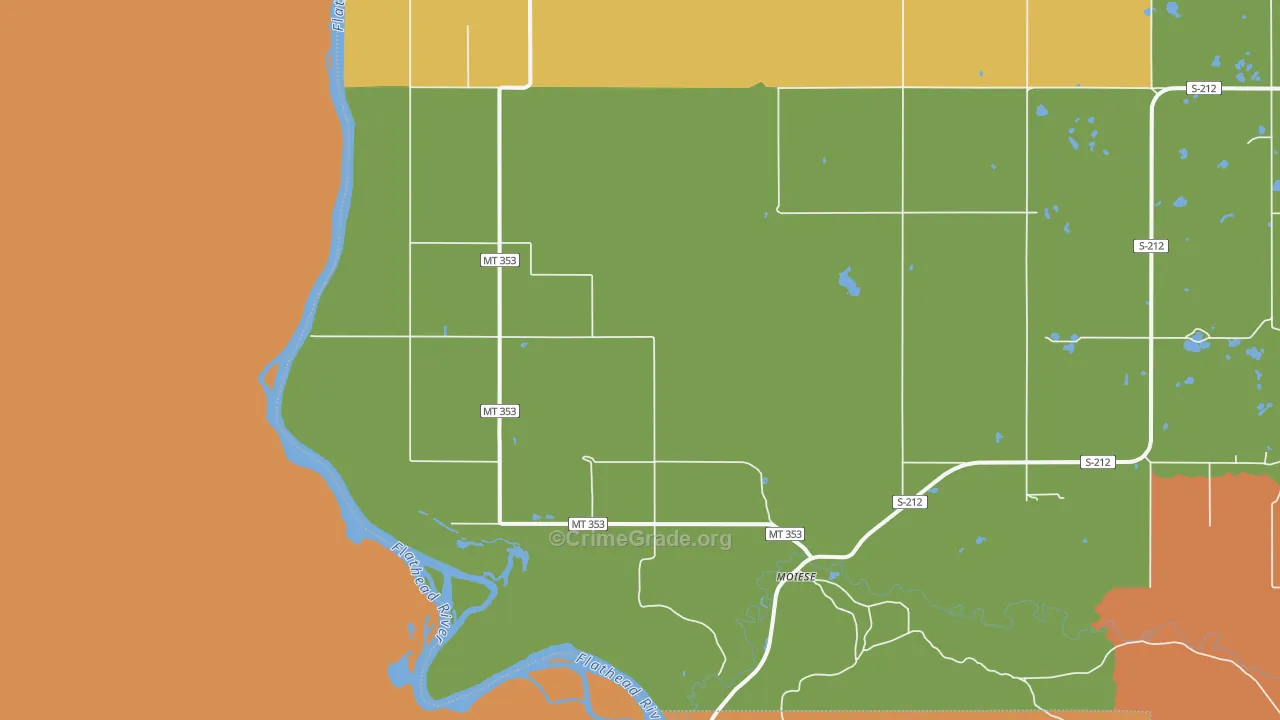 Moiese, MT Map of Burglary Rates