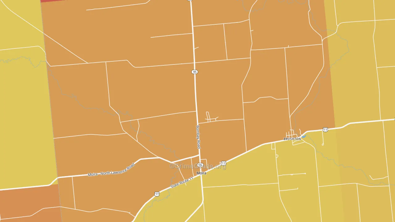 Moira, NY Map of Burglary Rates