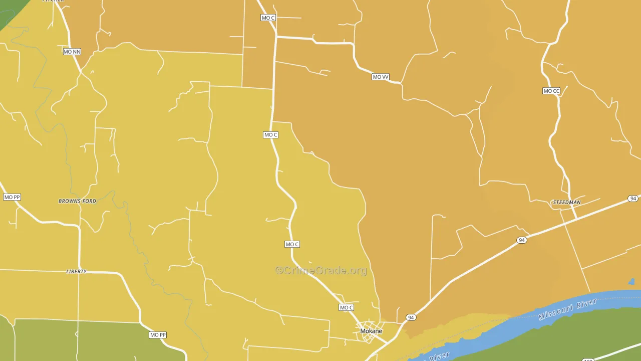 Mokane, MO Map of Burglary Rates