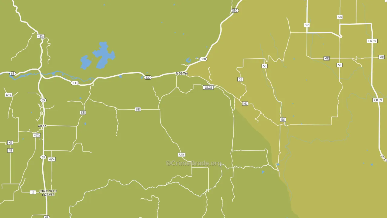 Molina, CO Map of Burglary Rates