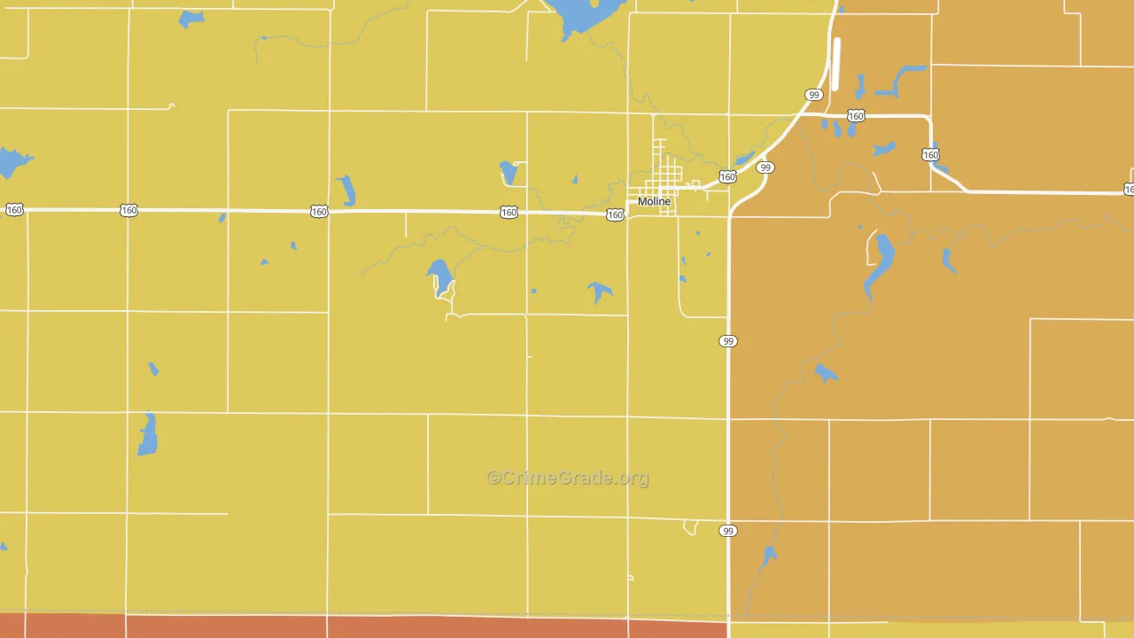 Moline, KS Map of Burglary Rates