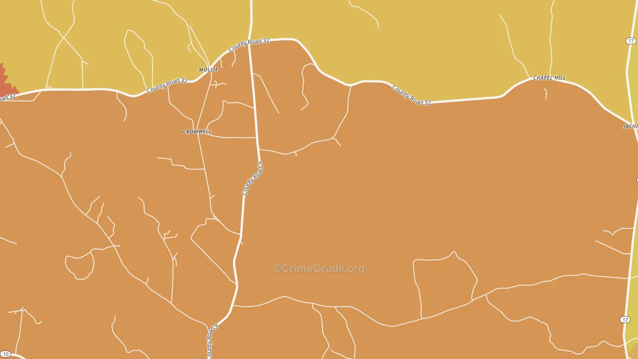Mollie, AL Map of Burglary Rates