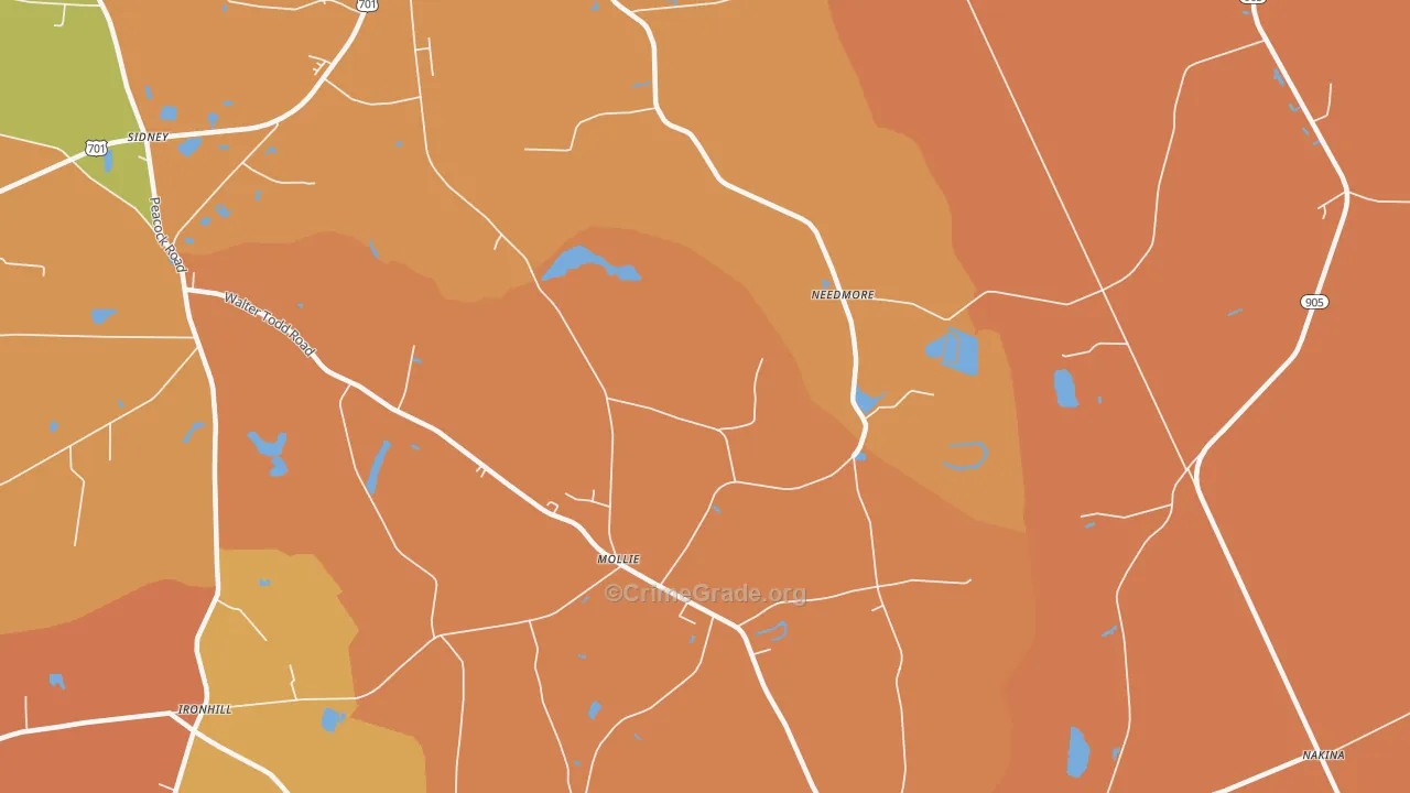 Mollie, NC Map of Burglary Rates