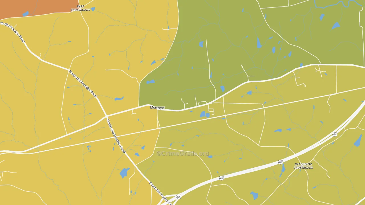 Momeyer, NC Map of Burglary Rates