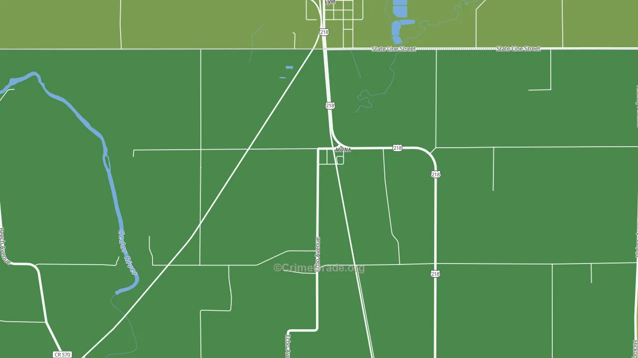 Mona, IA Map of Burglary Rates