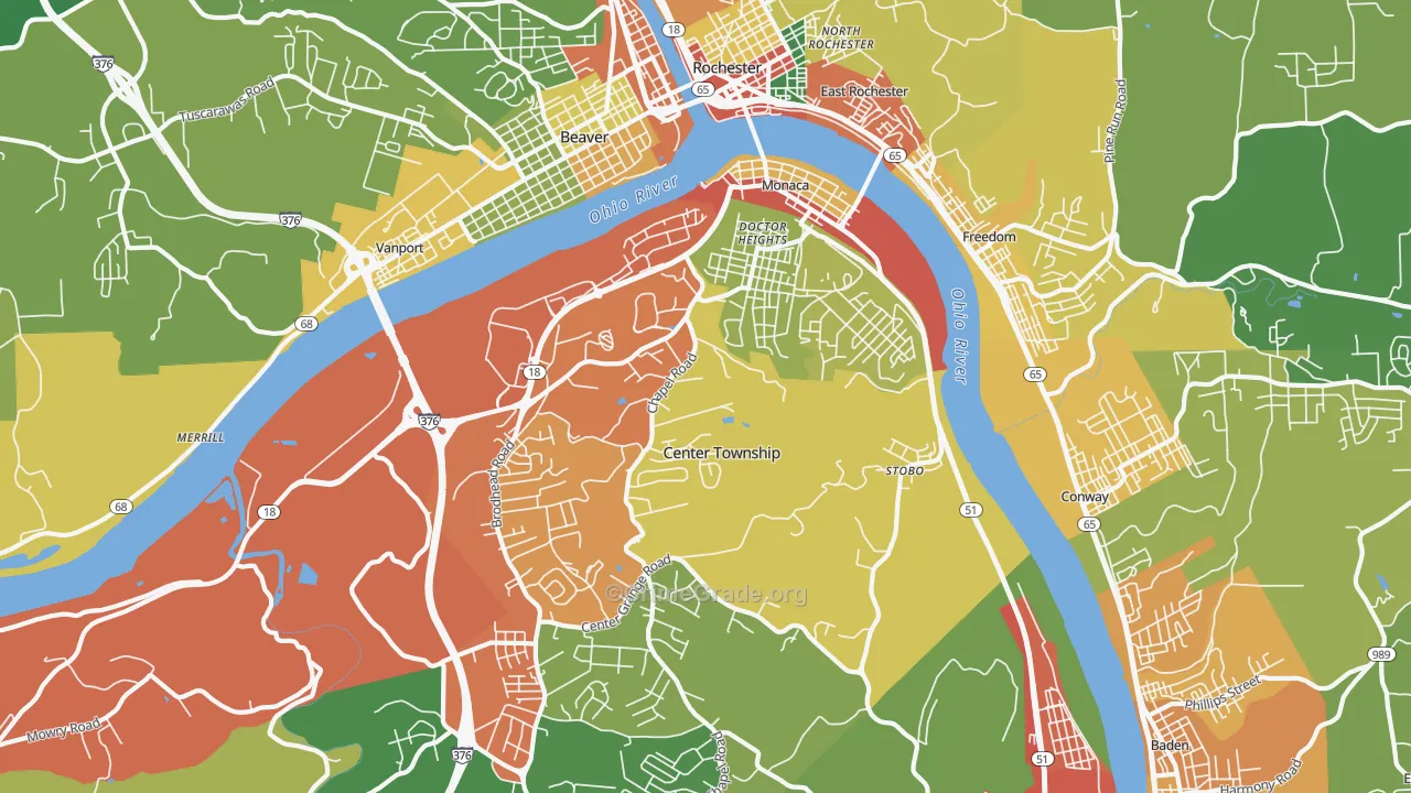 Monaca, PA Map of Burglary Rates