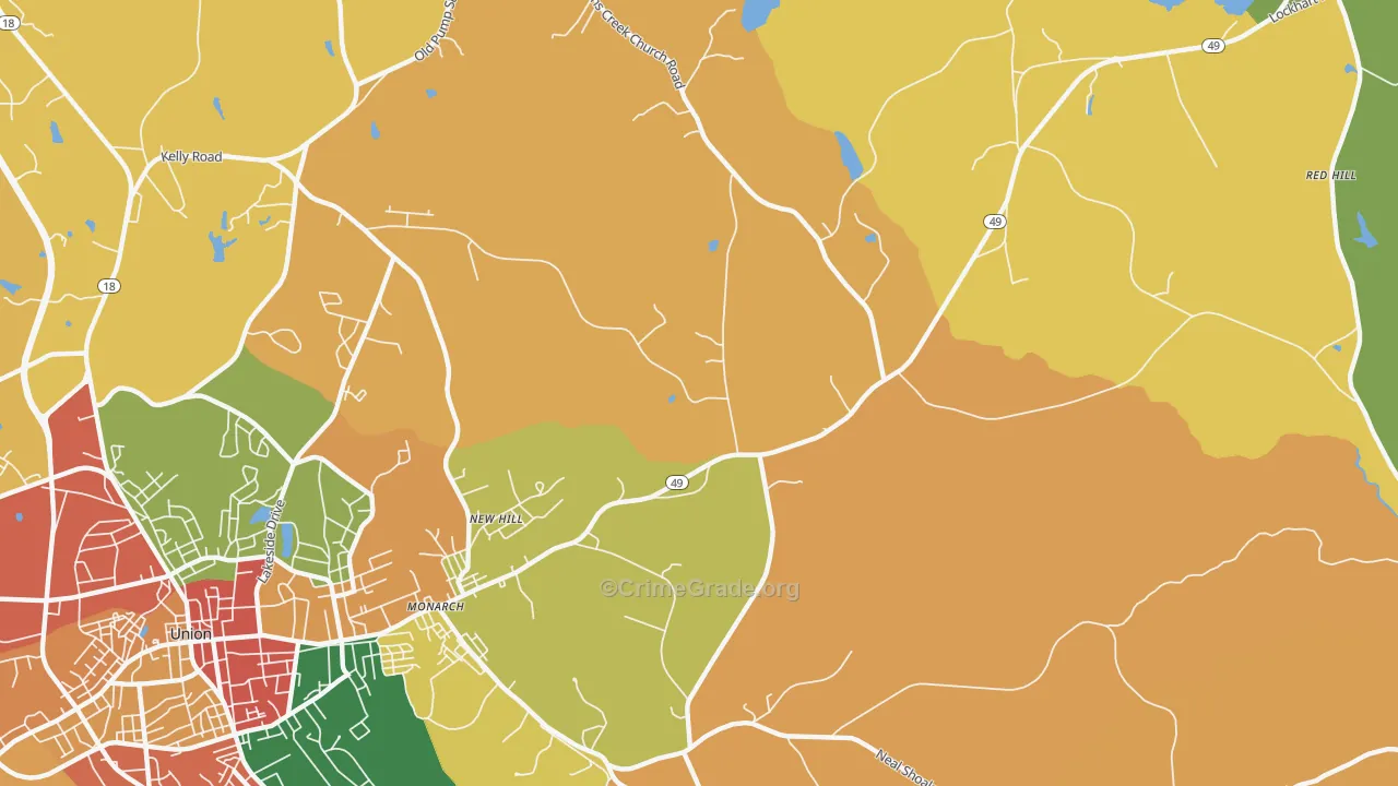 Monarch, SC Map of Burglary Rates
