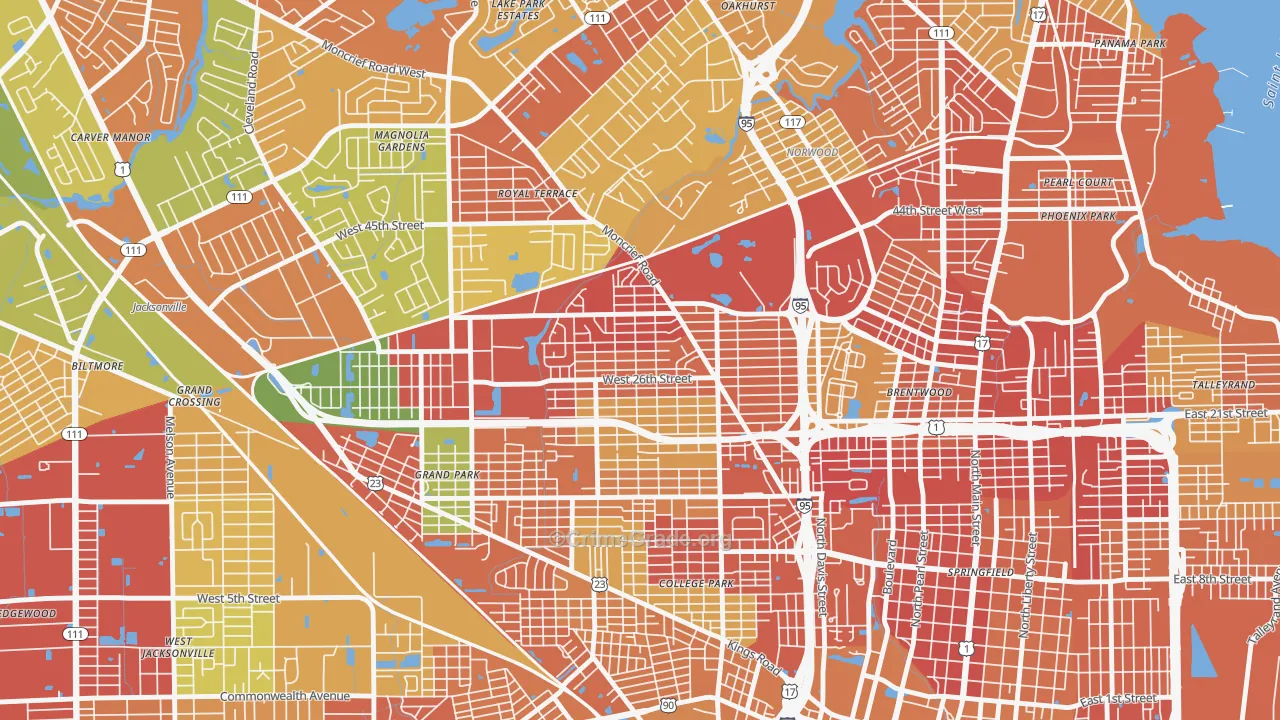 Moncrief Park, Jacksonville, FL Map of Burglary Rates