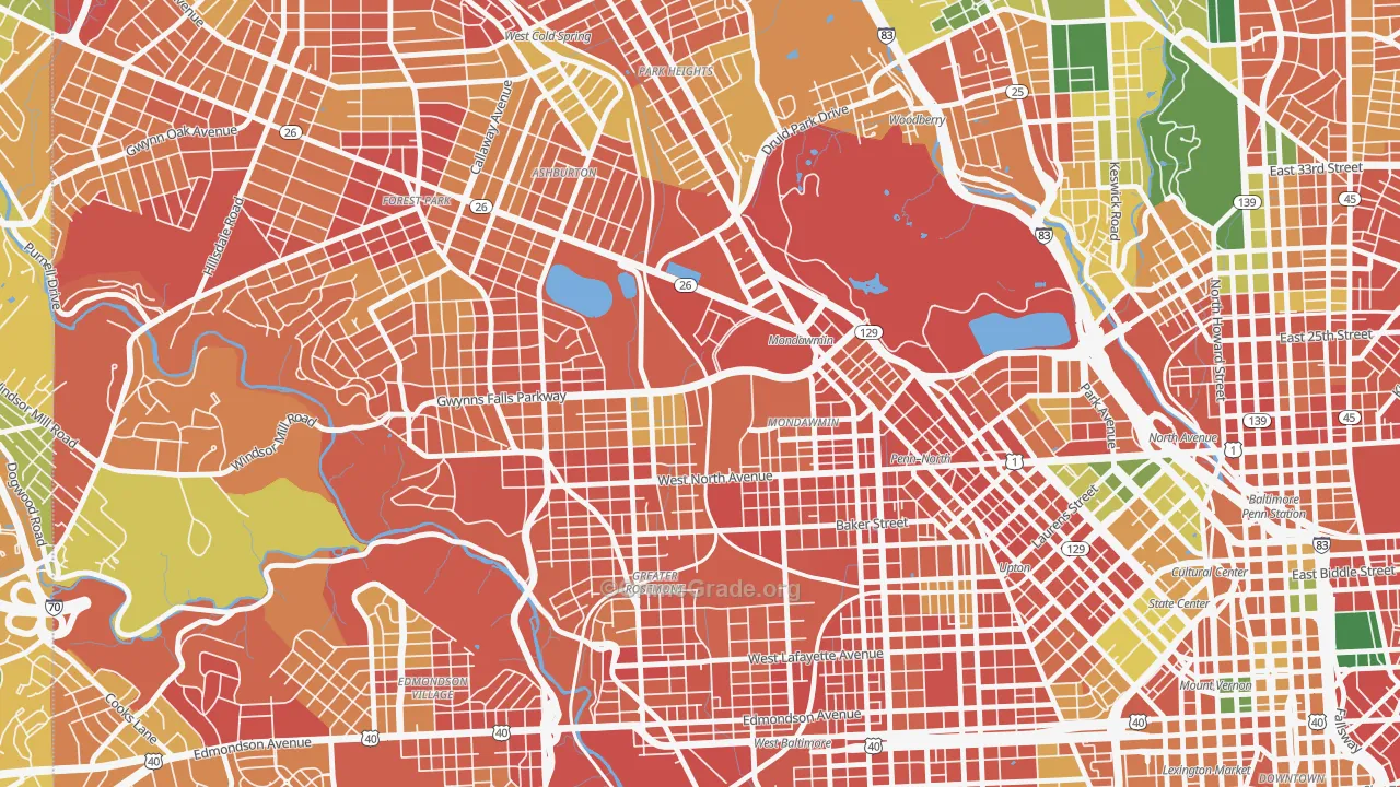 Mondawin-Walbrook, Baltimore, MD Map of Burglary Rates