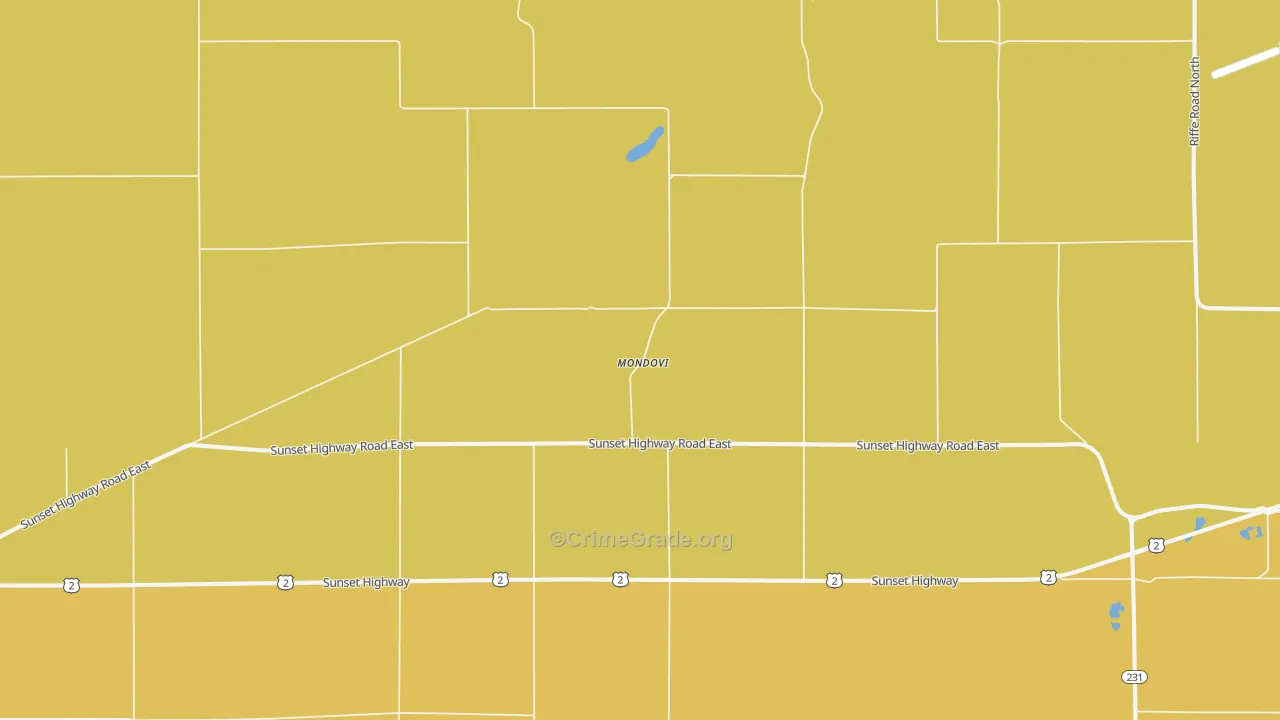 Mondovi, WA Map of Burglary Rates