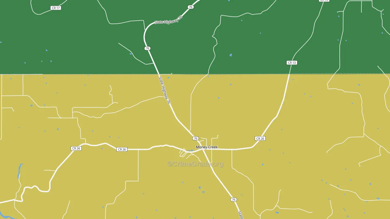 Money Creek, MN Map of Burglary Rates