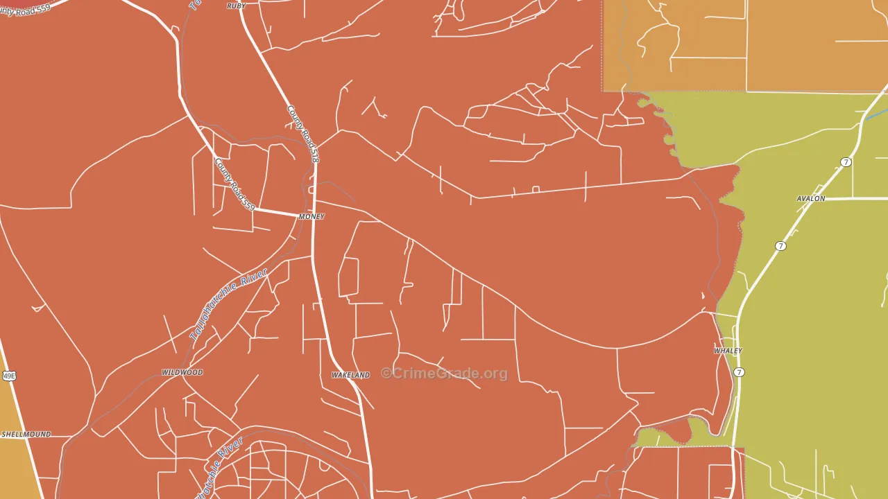 Money, MS Map of Burglary Rates