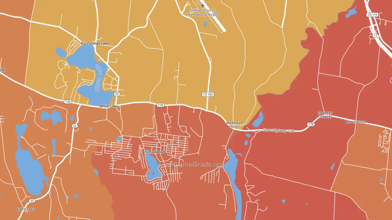 Mongaup Valley, NY Map of Burglary Rates