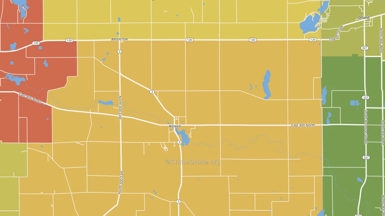 Mongo, IN Map of Burglary Rates
