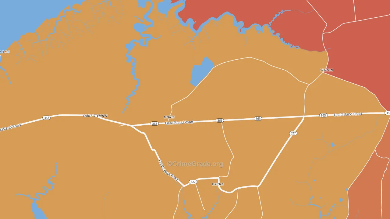Monie, MD Map of Burglary Rates