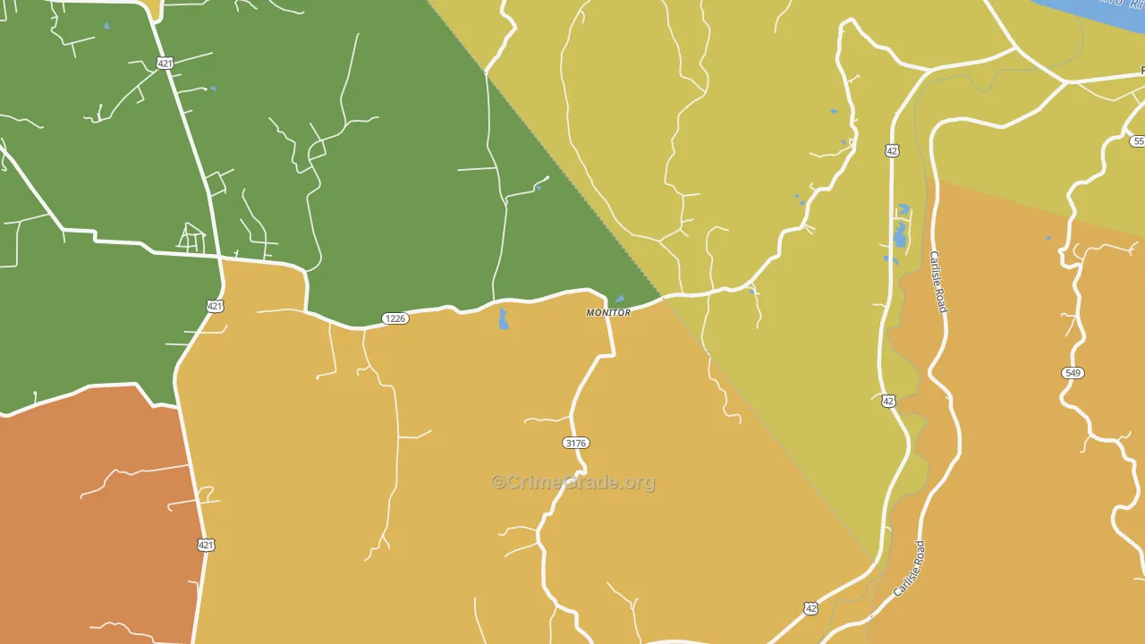 Monitor, KY Map of Burglary Rates