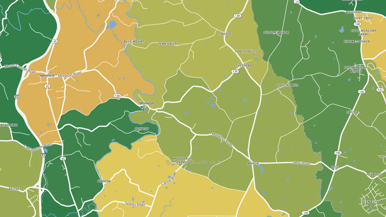 Monkton, MD Map of Burglary Rates