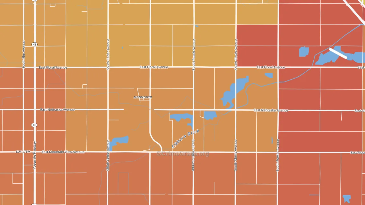 Monmouth, CA Map of Burglary Rates