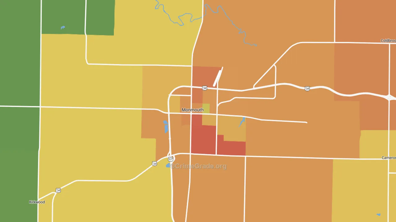 Monmouth, IL Map of Burglary Rates