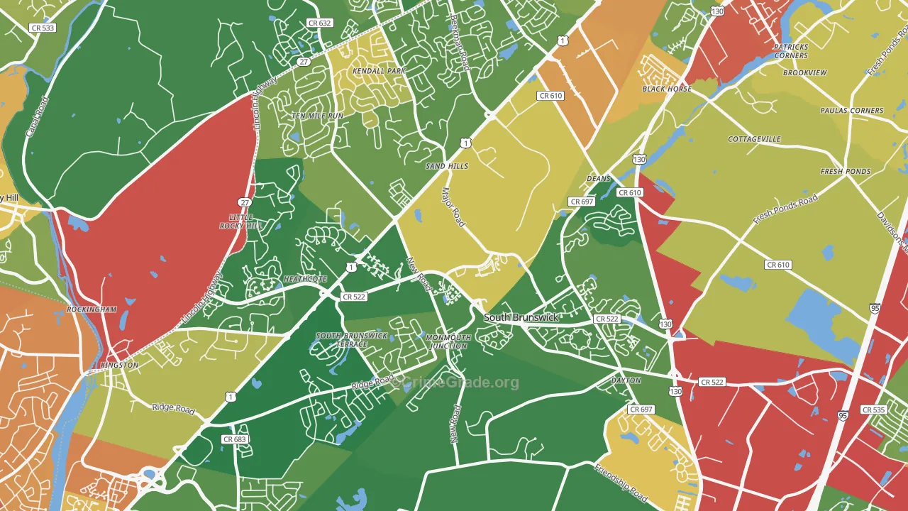 Monmouth Junction, NJ Map of Burglary Rates