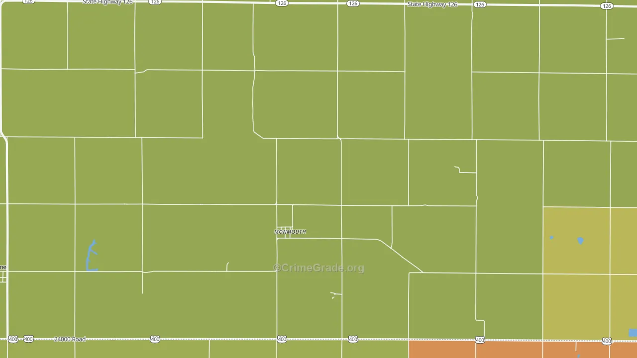 Monmouth, KS Map of Burglary Rates