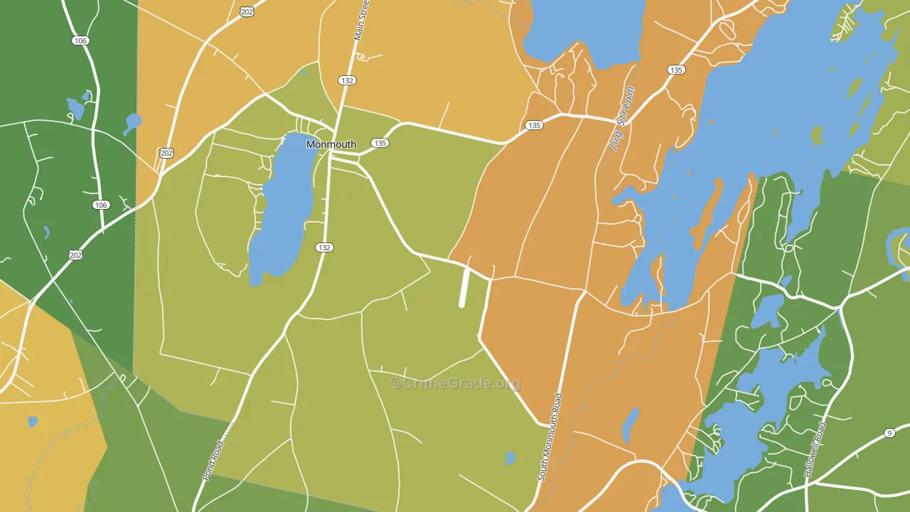 Monmouth, ME Map of Burglary Rates