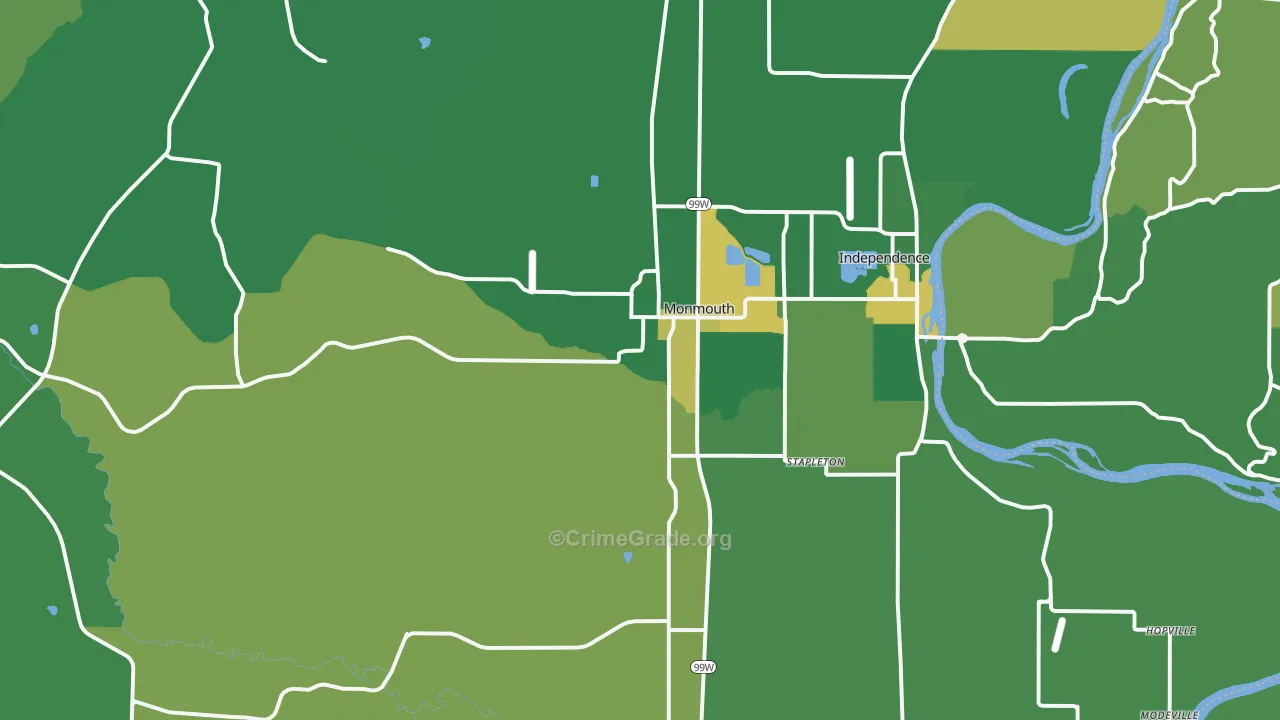 Monmouth, OR Map of Burglary Rates