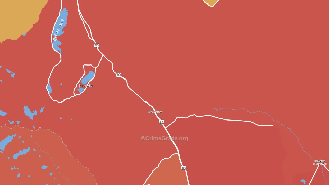 Mono County, CA Map of Burglary Rates